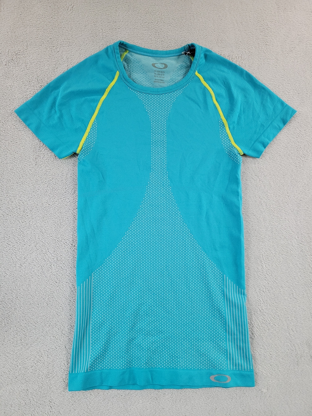 Oakley Turquoise Performance Tee with Neon Yellow Trim